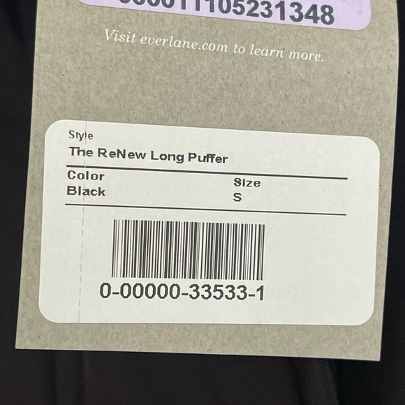 Everlane The ReNew Long Puffer Coat Long Sleeve Black Size Small NWT - Picture 9 of 13